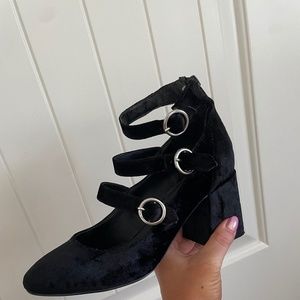 black velvet heels